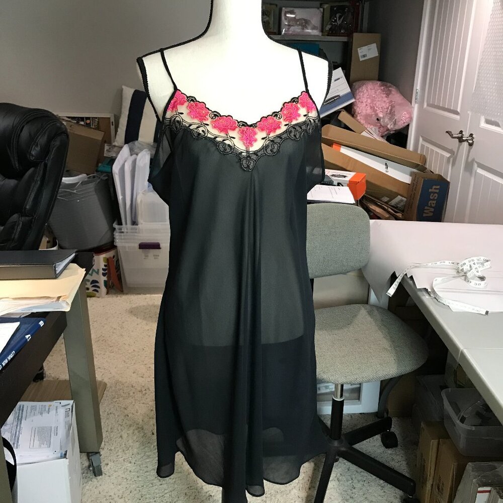Women's Black Gilligan O'Malley Chemise nightgown Size XL